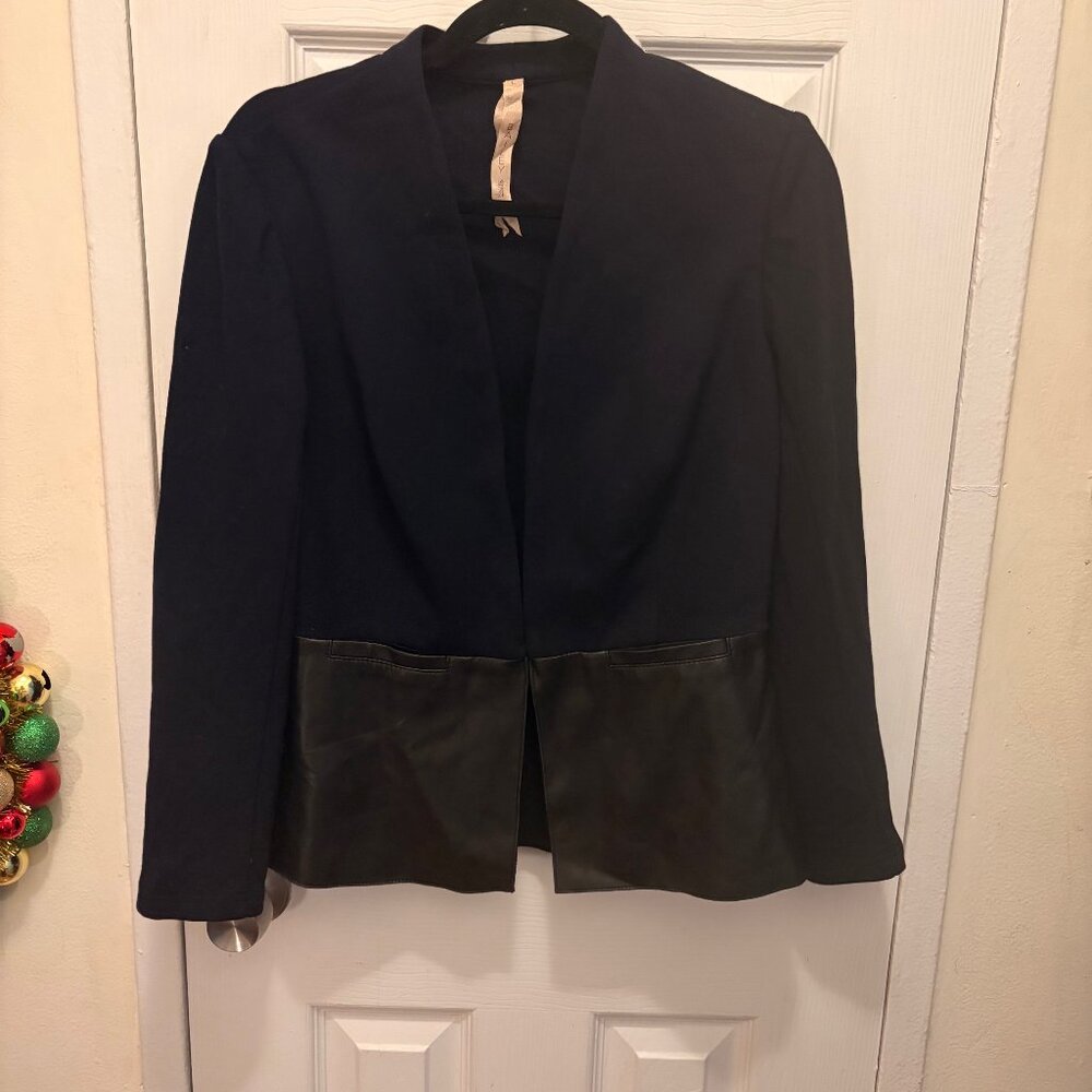 Bailey 44 Navy & Black Vegan Leather Peplum Jacket – Size Large